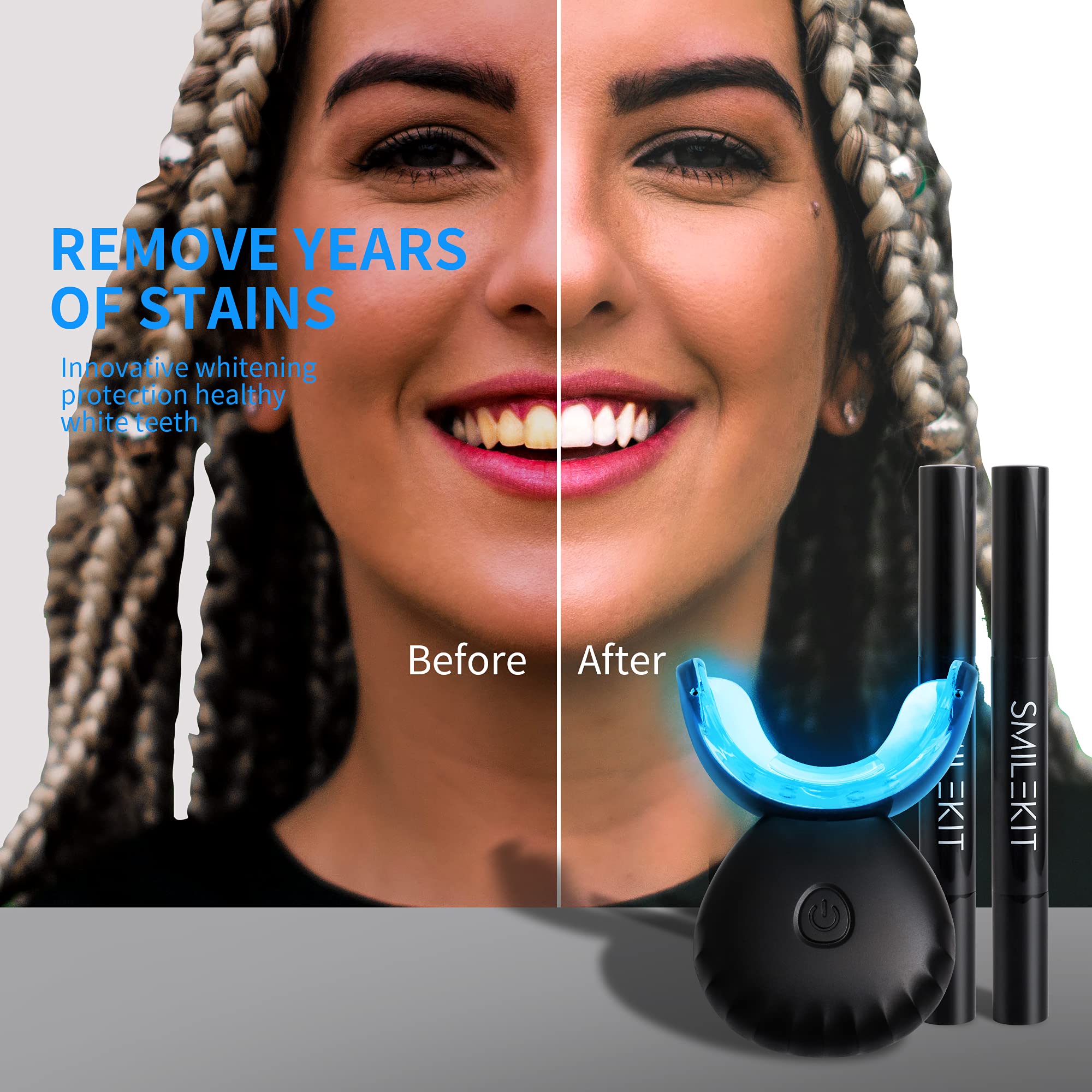 HANNEA Professional LED Teeth Whitening Kit USB Rechargable Teeth Whitening Accelerator with 4 pcs Teeth Whitening Gel, Helps to Remove Stains Teeth Whitening Products HANNEA Professional LED Teeth Whitening Kit USB Rechargable Teeth Whitening Accelerator with 4 pcs Teeth Whitening Gel, Helps to Remove Stains Teeth Whitening Products
